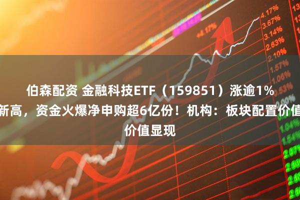 伯森配资 金融科技ETF（159851）涨逾1%再创新高，资金火爆净申购超6亿份！机构：板块配置价值显现